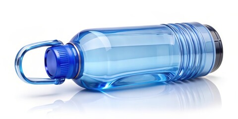 Blue Plastic Water Bottle on White Background