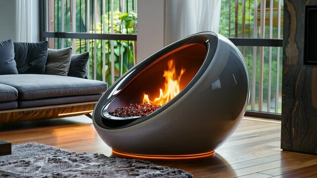 contemporary bioethanol fireplace with warm glow