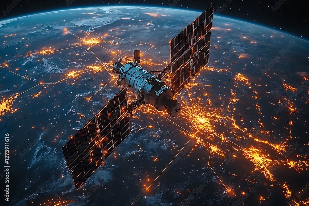 Wall mural global internet and high speed data communication