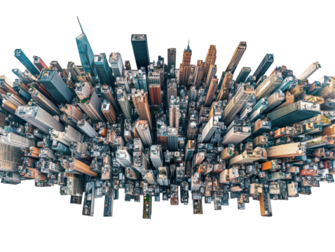 Isolated Aerial View Complex Cityscape