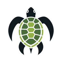 Obraz premium Minimalist Sea Turtle Logo - Geometric Green & Black Flat Vector Design