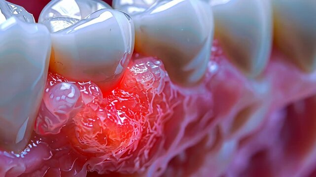 close-up of gum swelling and redness