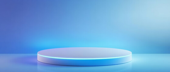 light podium 3d neon room stage blue platform studio product scene background floor pedestal led stand glow futuristic show empty winner display digital effect wall presentation round modern electric 