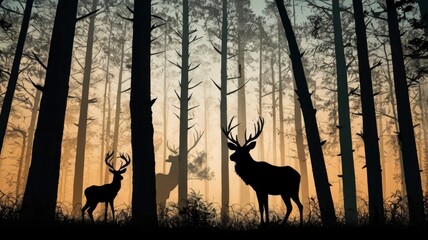 forest silhouette in the shape of a wild animal wildlife and forest conservation concept