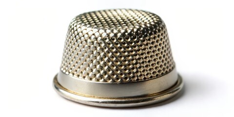 Metal Thimble on White Background