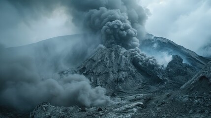 Obraz premium Volcanic Eruption Sending Ash and Smoke into the Sky
