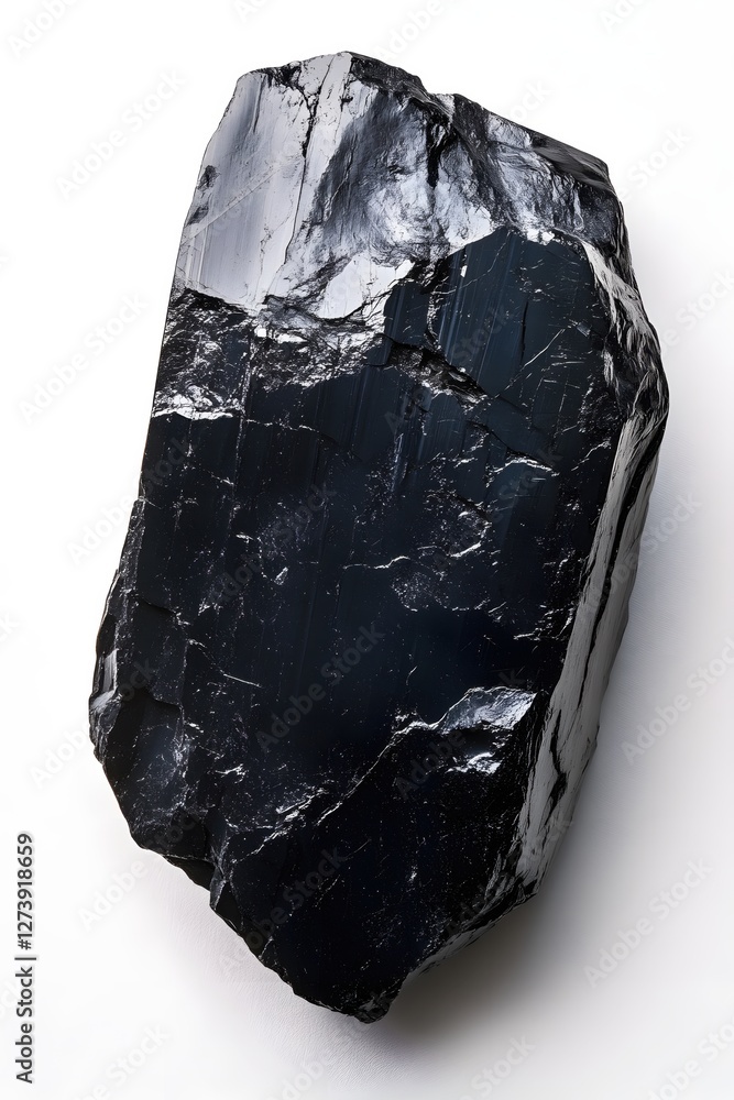 Poster captivating obsidian block gleaming with intense black color and intricate surface texture
