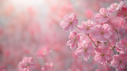 Obraz premium Blooming cherry blossoms in springtime garden nature photography soft light serene atmosphere
