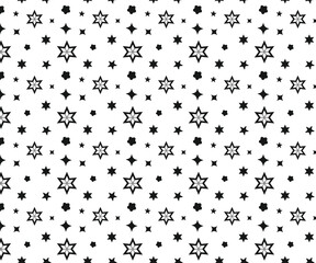 Black and White Star Pattern - Geometric Celestial Design with Symmetrical Layout and Cosmic Theme