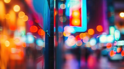 Vibrant Night Cityscape Filled with Colorful Neon Lights