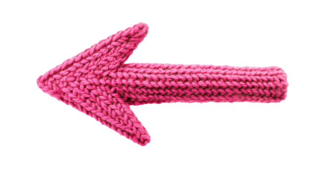Knitted wool arrow, blank background, isolated on transparent background in PNG - Powered by Adobe