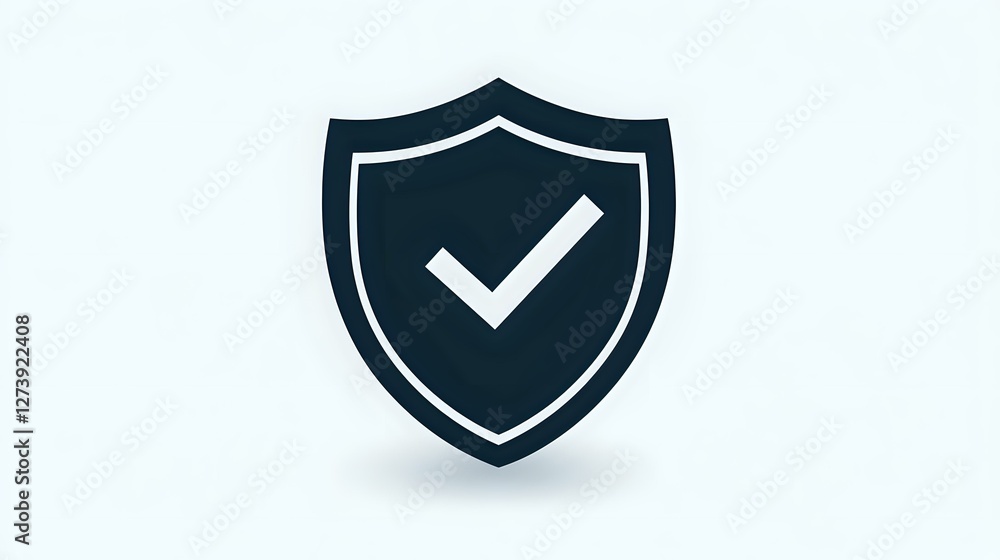 Aufkleber shield icon with checkmark symbol on dark background, representing security, protection and verifica