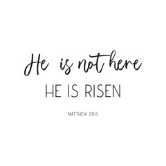 Easter Bible Verse He is not here He is Risen Easter Art Easter Quote illustration