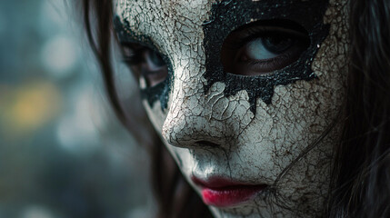Obraz premium Eerie masked woman. Ideal for Halloween concept