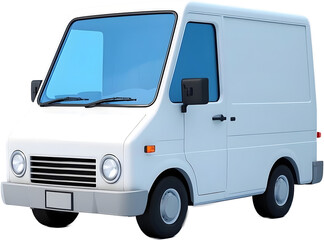 Naklejka premium 귀여운 3d 컬러 오브젝트 트럭 배달 딜리버리 승합차 운송 자동차 