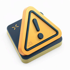 3D Warning Sign PNG Icon: Alert Danger Caution Exclamation Triangle - Isolated Transparent Background