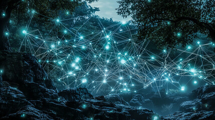 Natural Earth Network, Global communication. Interconnected business nodes and human resources collaboration, teamwork, web, connection, map
