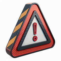 3D Warning Sign PNG Icon: Alert Danger Caution Exclamation Triangle - Isolated Transparent Background