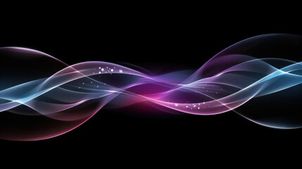 Naklejka premium Elegant abstract waves in vibrant colors create dynamic visual flow, evoking sense of movement and energy. interplay of light and color adds depth and intrigue