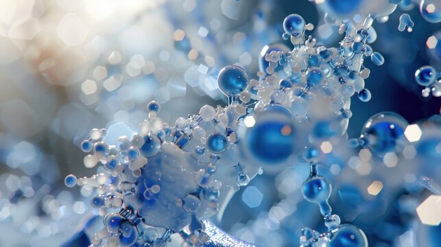 Close-up view of insulin receptor agonist in ray-tracing style