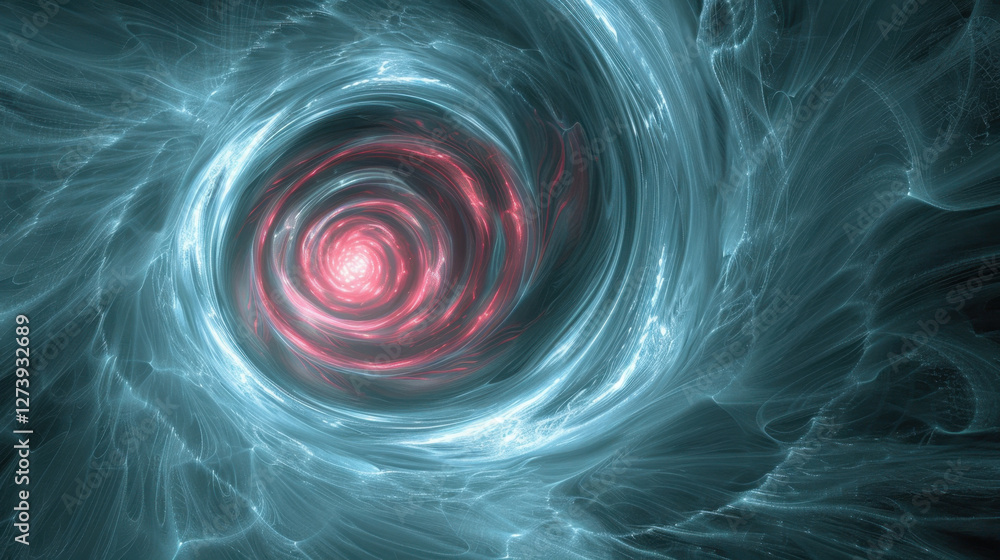 Poster mesmerizing abstract swirl of blue and red light, creating sense of depth and motion, evoking feelin