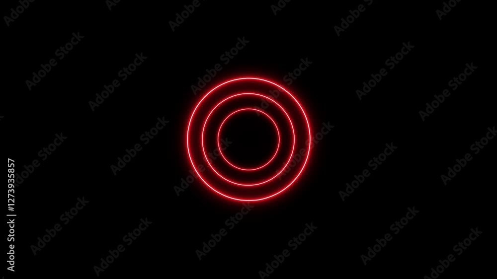 Poster neon light circle frame loading icon background animation in retro style. neon glowing circle frame 