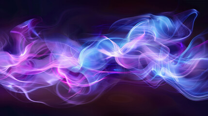 Obraz premium Vibrant abstract smoke waves in shades of blue and purple create mesmerizing visual effect, evoking sense of movement and fluidity