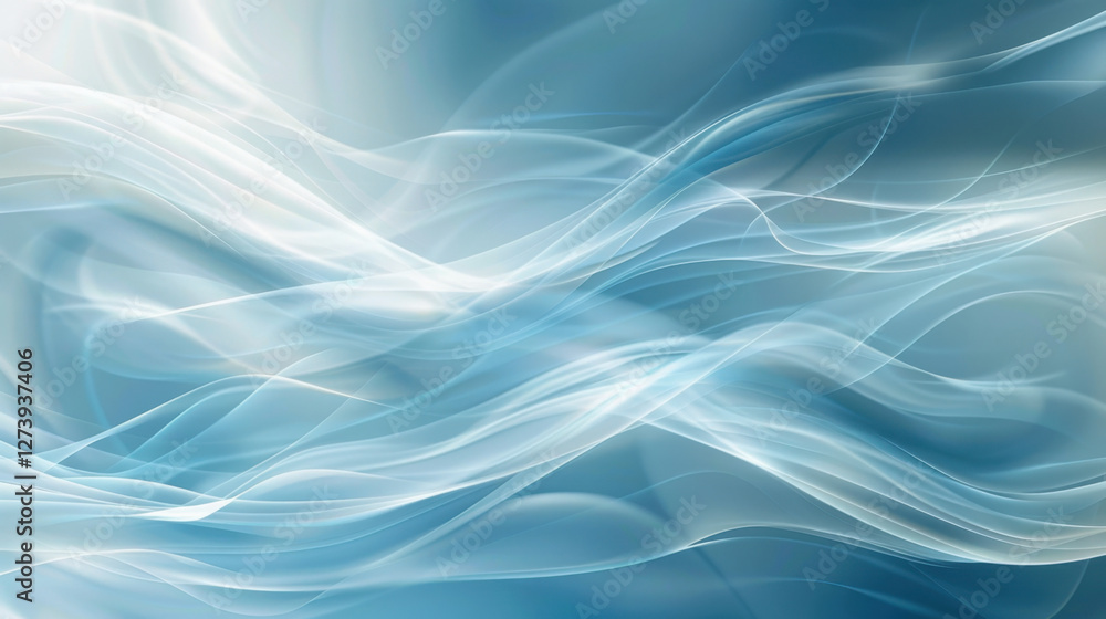 Poster soft blue abstract waves create serene and calming atmosphere, perfect for backgrounds or design ele