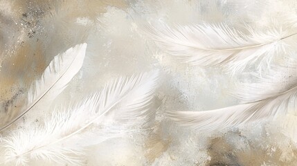 Serenity White Feathers Against Abstract