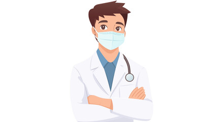 Fototapeta premium Dentist wearing a protective mask pulled down, smiling, dressed in a clean white coat, isolated on a transparent background 