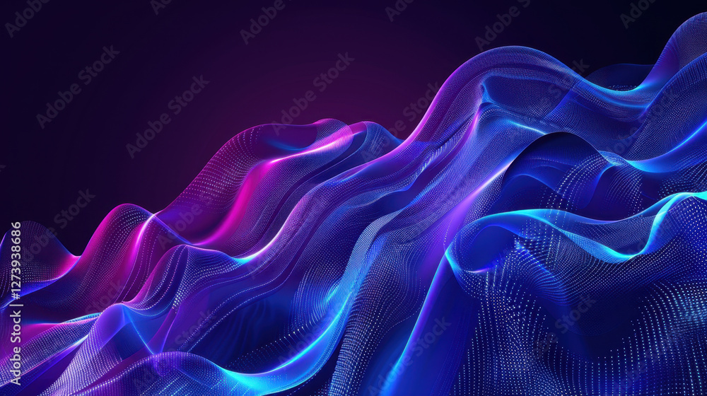 Aufkleber vibrant abstract wave pattern with blue and pink hues, creating sense of movement and depth. ideal f