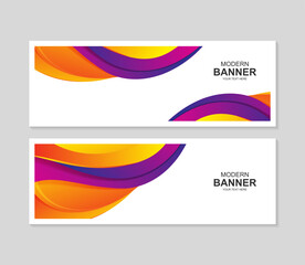 Obraz premium colorful wave abstract business banner collection