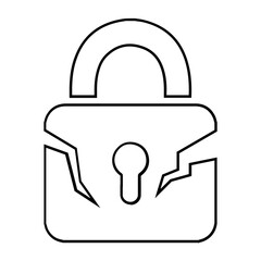 Data Breach, Lock & Risk Icon