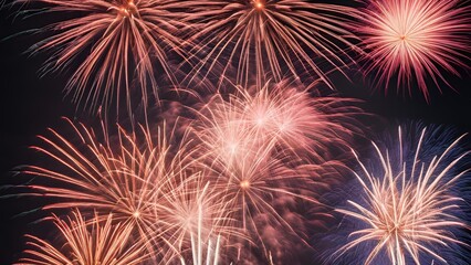 Obraz premium A fireworks display lighting up the sky on New Year's Eve