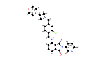 Fototapeta premium golcadomide molecule, structural chemical formula, ball-and-stick model, isolated image antineoplastic agent