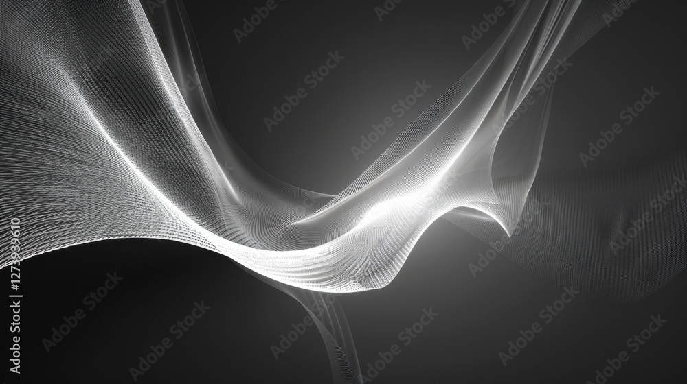 Poster abstract flowing lines create sense of movement and depth in monochromatic design, evoking feeling o