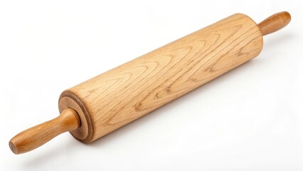 Wooden Rolling Pin on White Background
