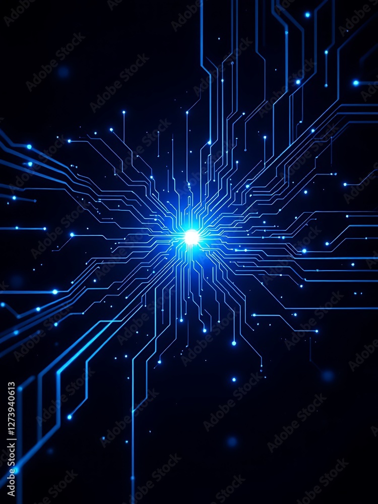 Poster futuristic technology circuit board network connection abstract digital communication system