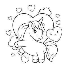 Print with unicorn. Happy birthday party design.