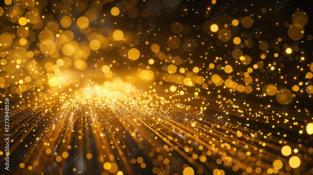 Aufkleber golden bokeh lights create magical atmosphere, shimmering and sparkling in beautiful display. this e