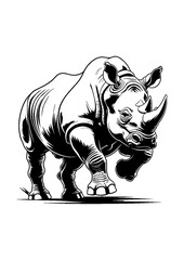 Angry running rhinoceros logo design. Rhino horn desgn illustration