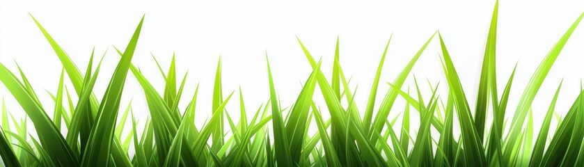 Lush green grass against a bright white background, symbolizing freshness and nature.