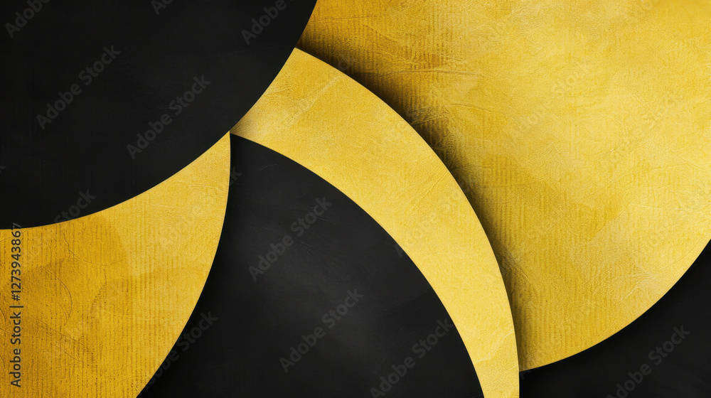 Poster elegant black and gold abstract design featuring curved shapes and textures, creating modern and sop