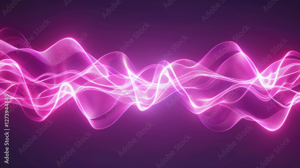 Poster abstract pink wave pattern with smooth flowing lines and light effects, creating dynamic and vibrant