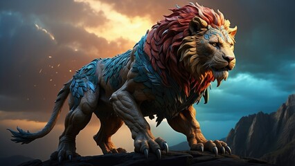 Dragon Character with a Flaming Tail in Cartoon Style