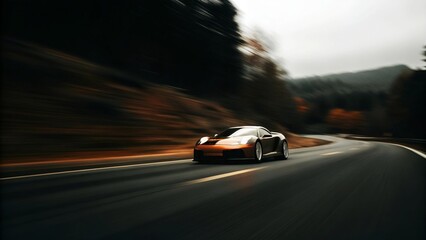 Dynamic Super Car with Speed Effect and Blurry Background Creating an Intense Racing Wallpaper