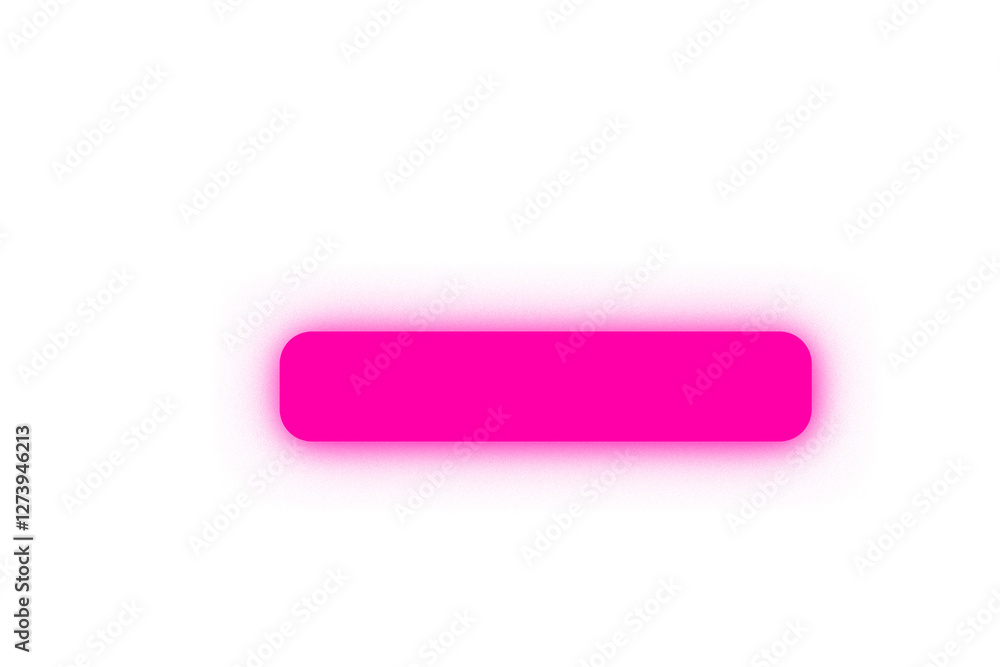 Poster Glowing neon light rectangle button. Rounded pink neon shape on a transparent background. Neon shape for your design