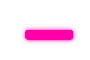 Glowing neon light rectangle button. Rounded pink neon shape on a transparent background. Neon shape for your design