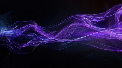 Obraz premium Abstract purple and blue light waves flowing gracefully across dark background, creating sense of movement and energy