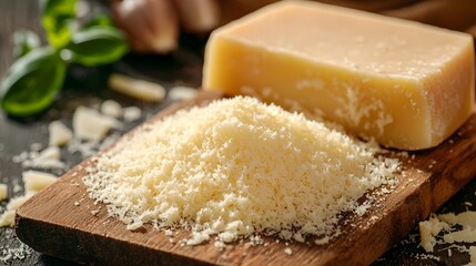 Grated Parmesan Cheese Texture with Soft Shadows in Minimalist Food Photography